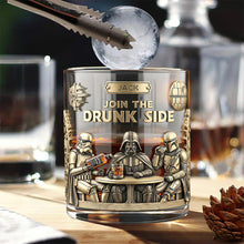 Load image into Gallery viewer, Join the Drunk Side - Personalized Whiskey Glass for Movie Lovers Whiskey Glass PopCulturePrints
