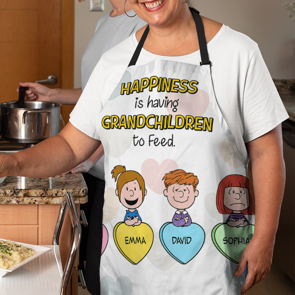 Personalized Grandma Aprons - Happiness Is Having Grandchildren To Feed