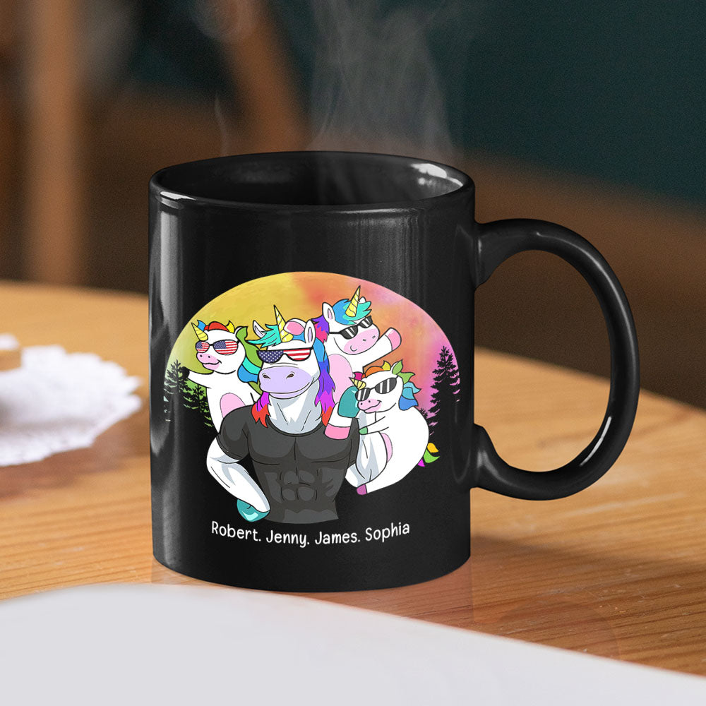 Personalized Family Unicorn Dad Coffee Mug - Heartfelt Gift Coffee Mug PopCulturePrints