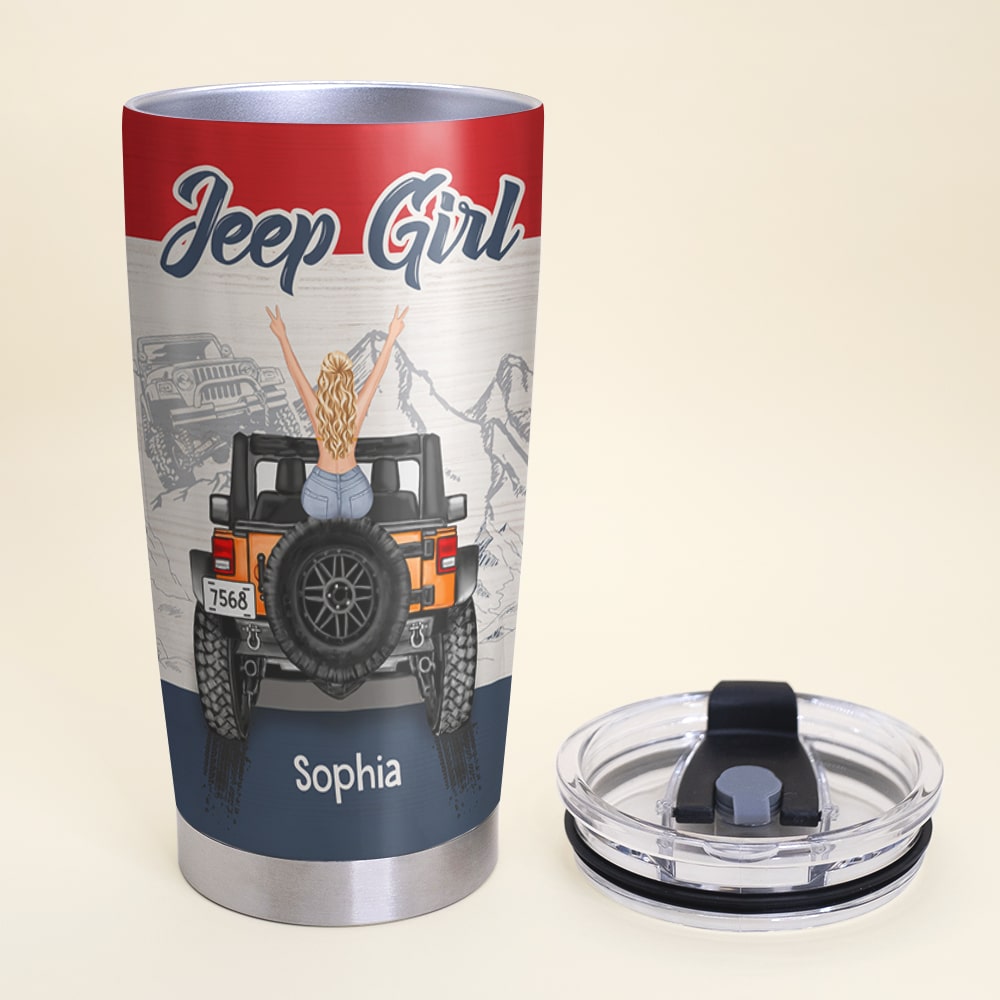 Personalized Jeep Girls Tumbler - Custom Name Travel Mug