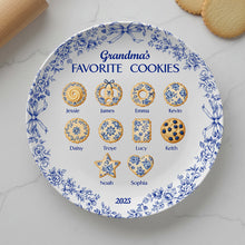 Load image into Gallery viewer, &quot;Grandma&#39;s Favorite Cookies&quot; - Personalized Toile de Jouy Ceramic Round Plate - Unique Gift for Grandma, Family, and Cookie Lovers Ceramic Round Plate PopCulturePrints
