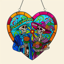 Load image into Gallery viewer, Colorful Skull Couple Suncatcher - A Unique Personalized Gift for Couples Ornament PopCulturePrints

