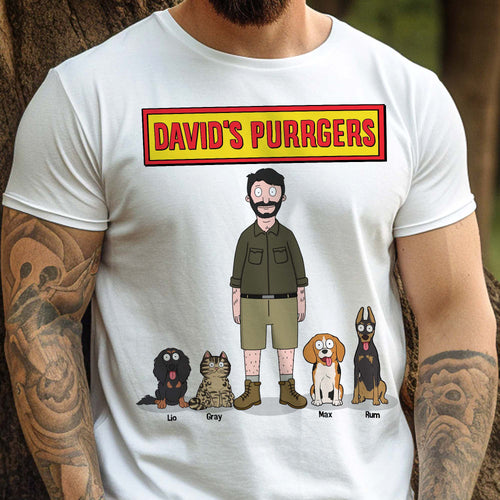 Celebrate Your Furry Friends: Dog And Cat Dad Shirt - Personalized Gift for Pet Lovers Shirts PopCulturePrints