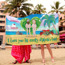 Load image into Gallery viewer, Personalized Magical Couple Wood Sign Beach Towel PopCulturePrints
