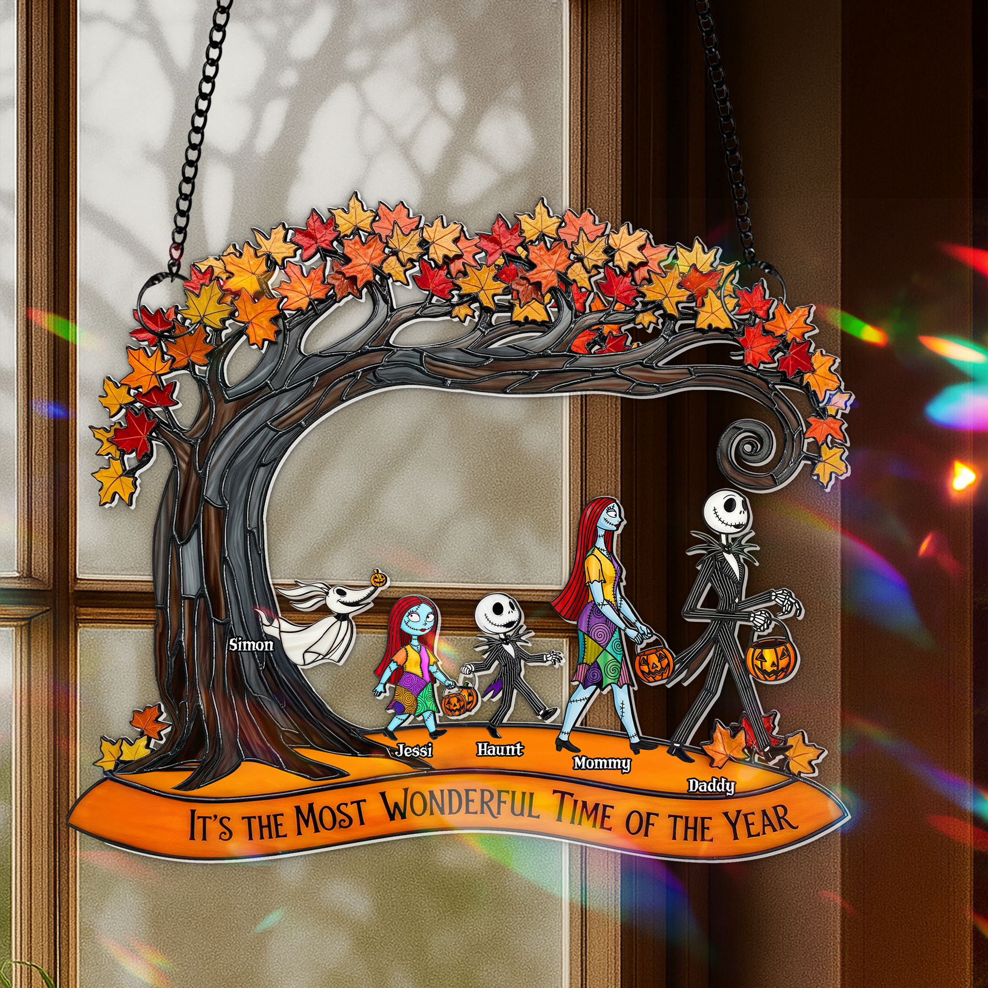 “It’s the Most Wonderful Time of the Year” - Personalized Suncatcher for Family Ornament PopCulturePrints