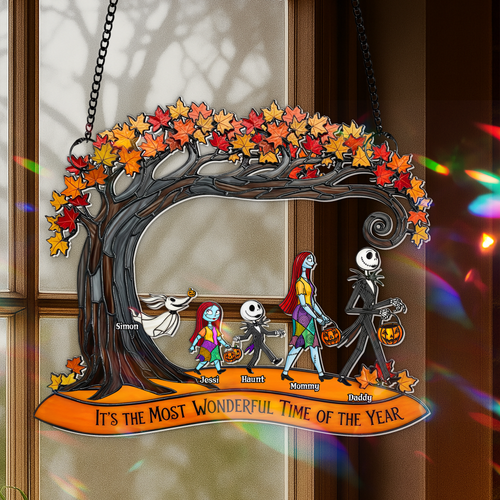 “It’s the Most Wonderful Time of the Year” - Personalized Suncatcher for Family Ornament PopCulturePrints
