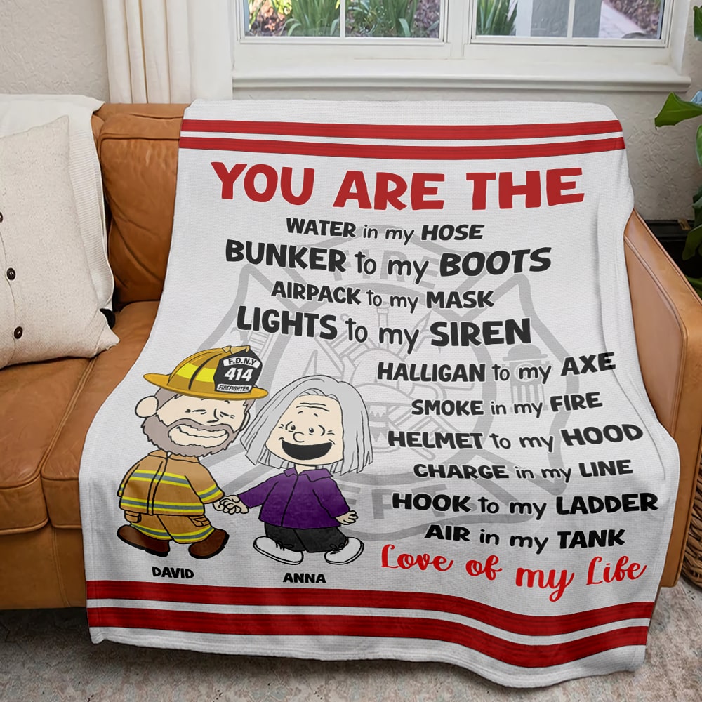 Personalized Firefighter Couple Blanket - Unique Gift for Firefighter Lovers Blanket PopCulturePrints