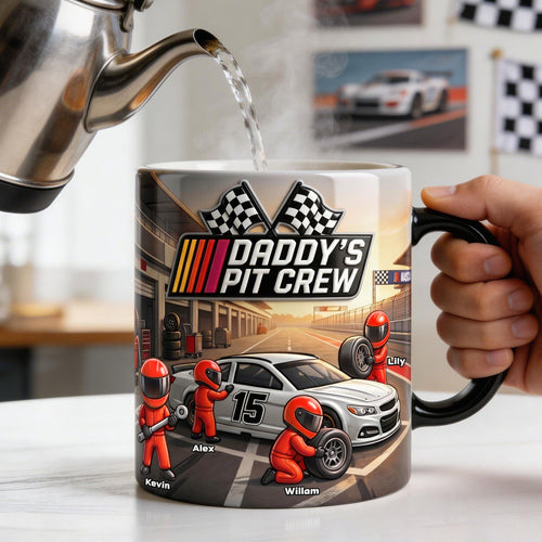 “Daddy’s Pit Crew: Rev Up Your Mornings!” - Personalized Coffee Mug for Dads and Grandpas Coffee Mug PopCulturePrints