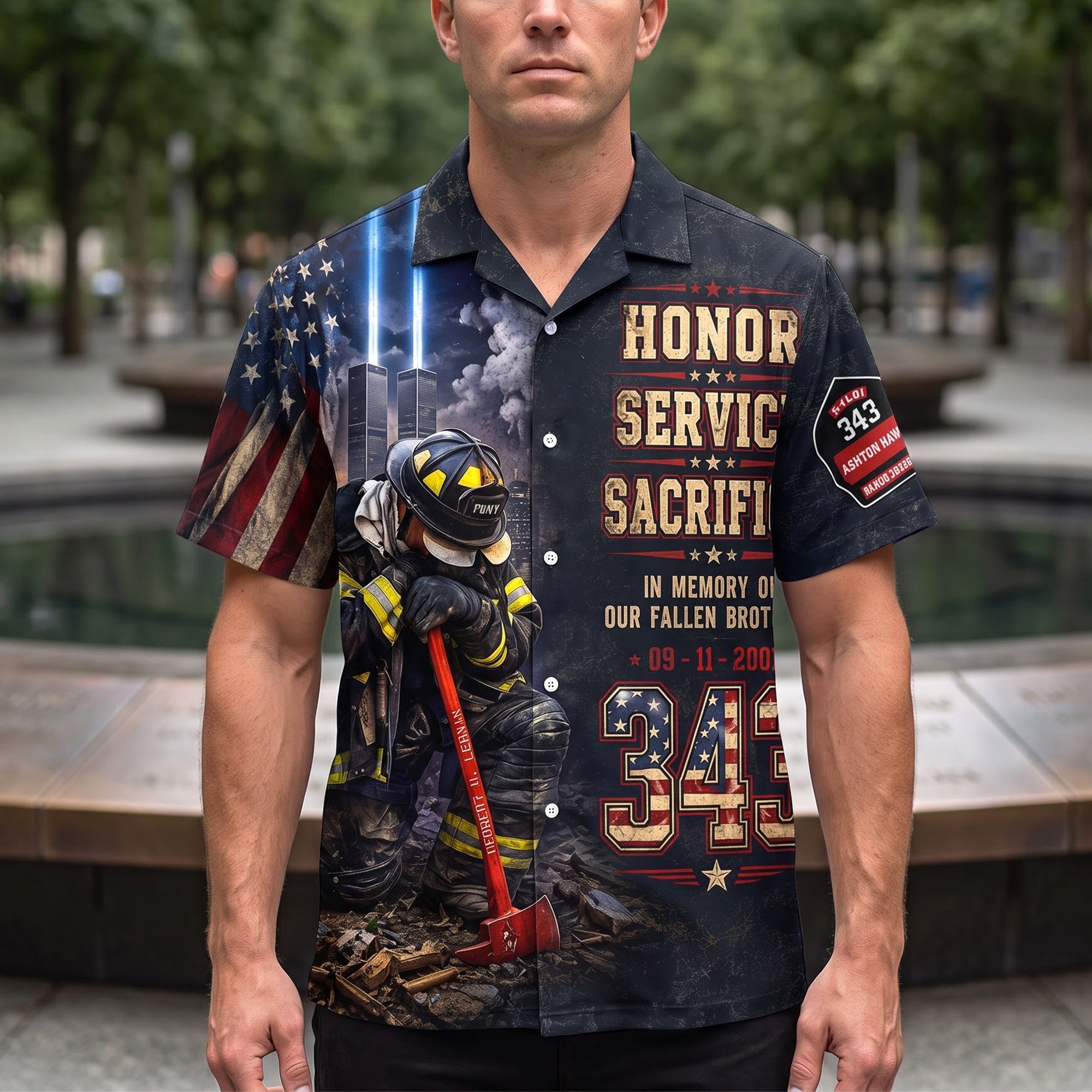 Never Forget Their Sacrifice - Firefighter Memorial Hawaiian Shirt 02HUQN060826 Hawaiian Shirts PopCulturePrints