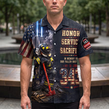 Load image into Gallery viewer, Never Forget Their Sacrifice - Firefighter Memorial Hawaiian Shirt 02HUQN060826 Hawaiian Shirts PopCulturePrints
