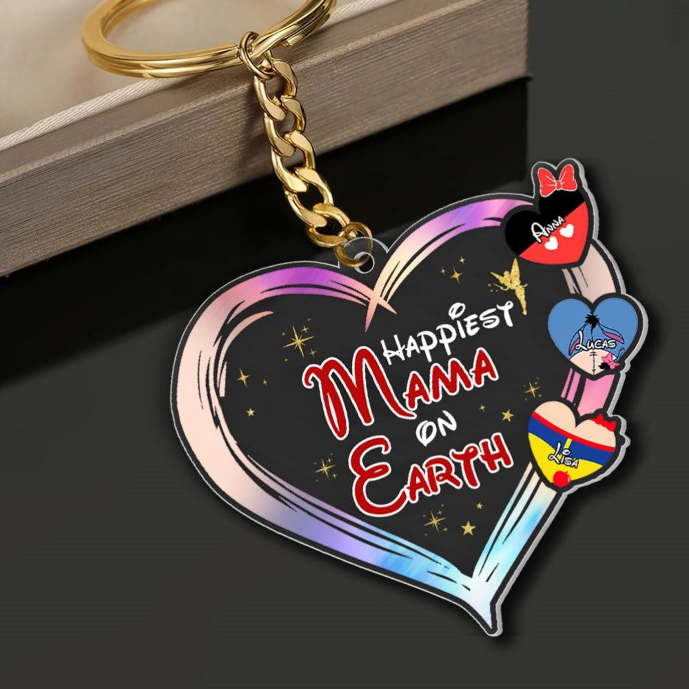 Happiest Mama on Earth Personalized Keychain - Mother’s Day Gift Keychains PopCulturePrints