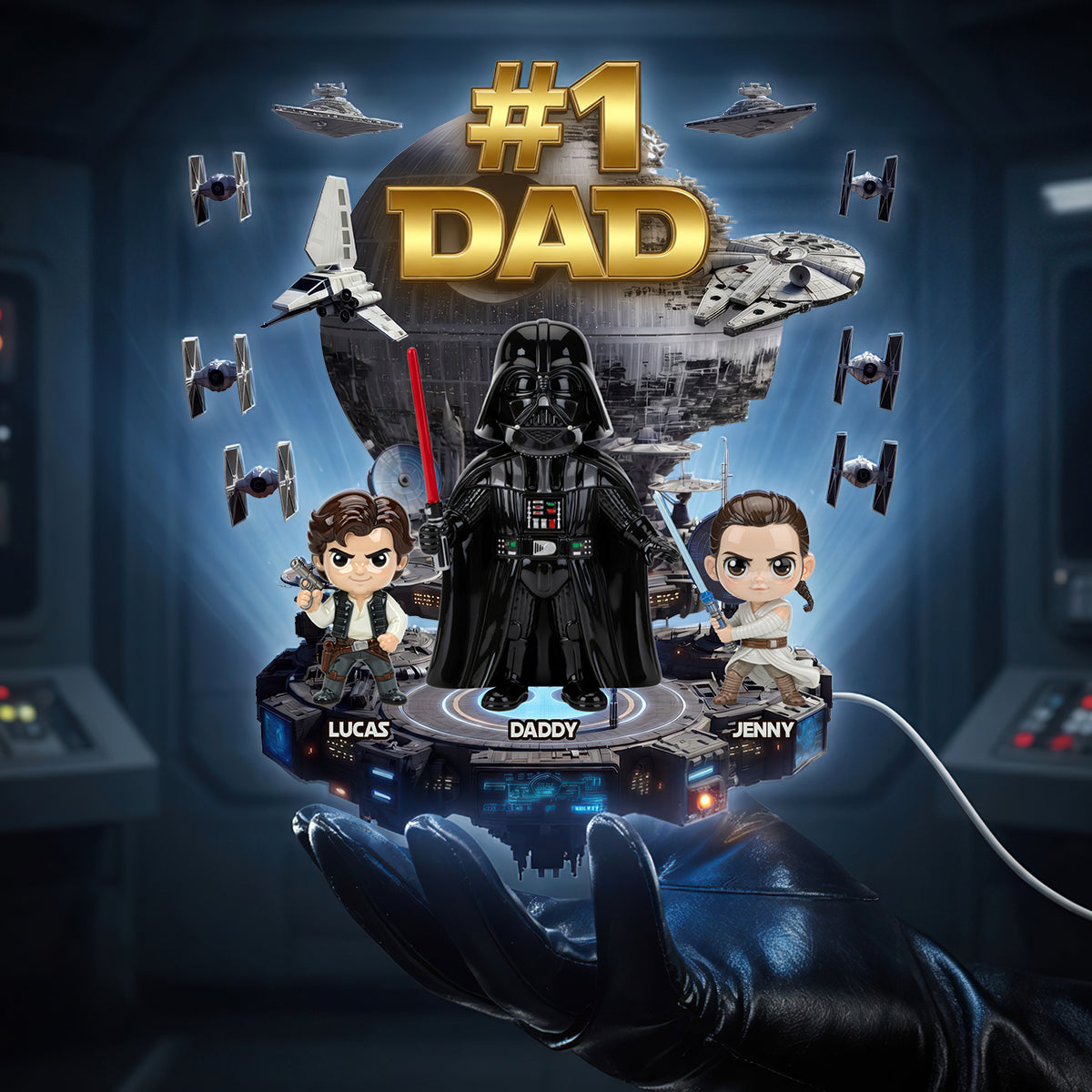 #1 Dad Light Box - Personalized Sci-Fi Gift for Dads, Grandpas, and Father Figures Light Box PopCulturePrints