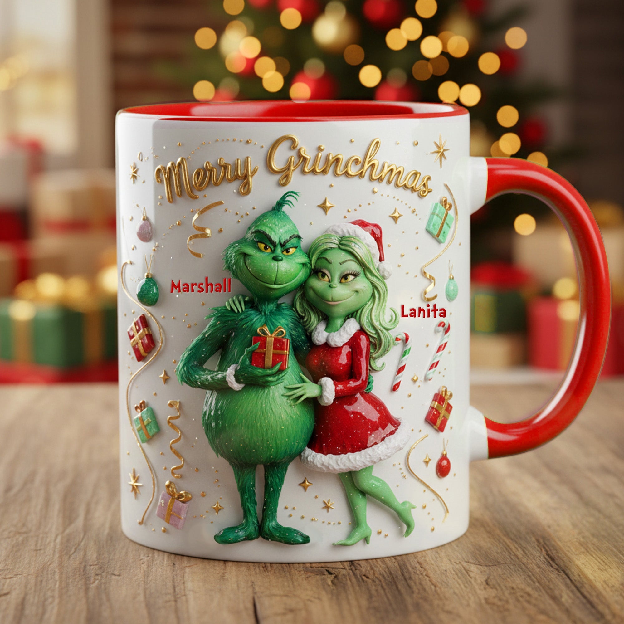 "Merry Grinchmas" - Personalized Coffee Mug for Couples Coffee Mug PopCulturePrints