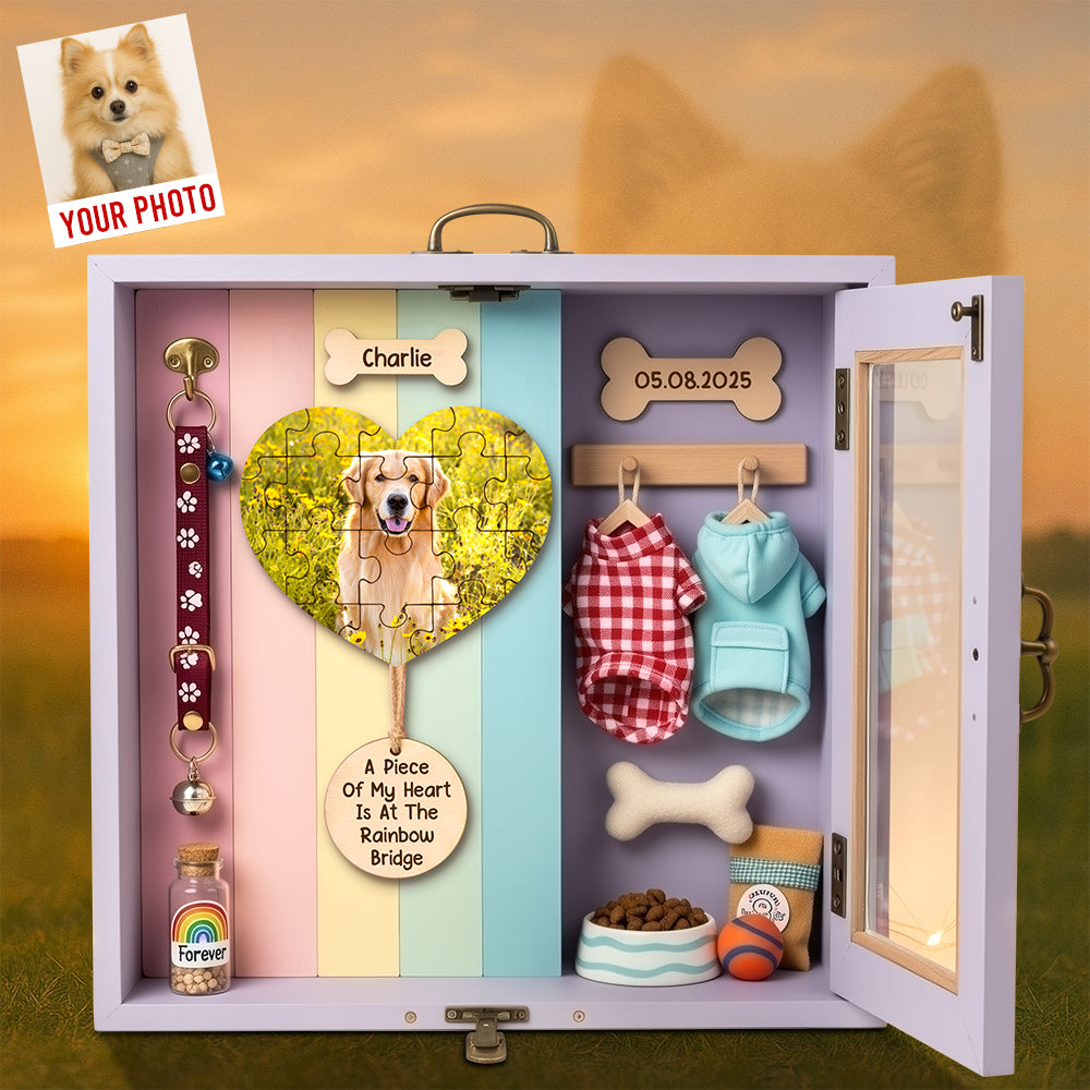 A Piece Of My Heart Is At The Rainbow Bridge - Heaven Dog Acrylic Plaque - Custom Photo Gifts for Dog Lovers Shaped Plaques PopCulturePrints