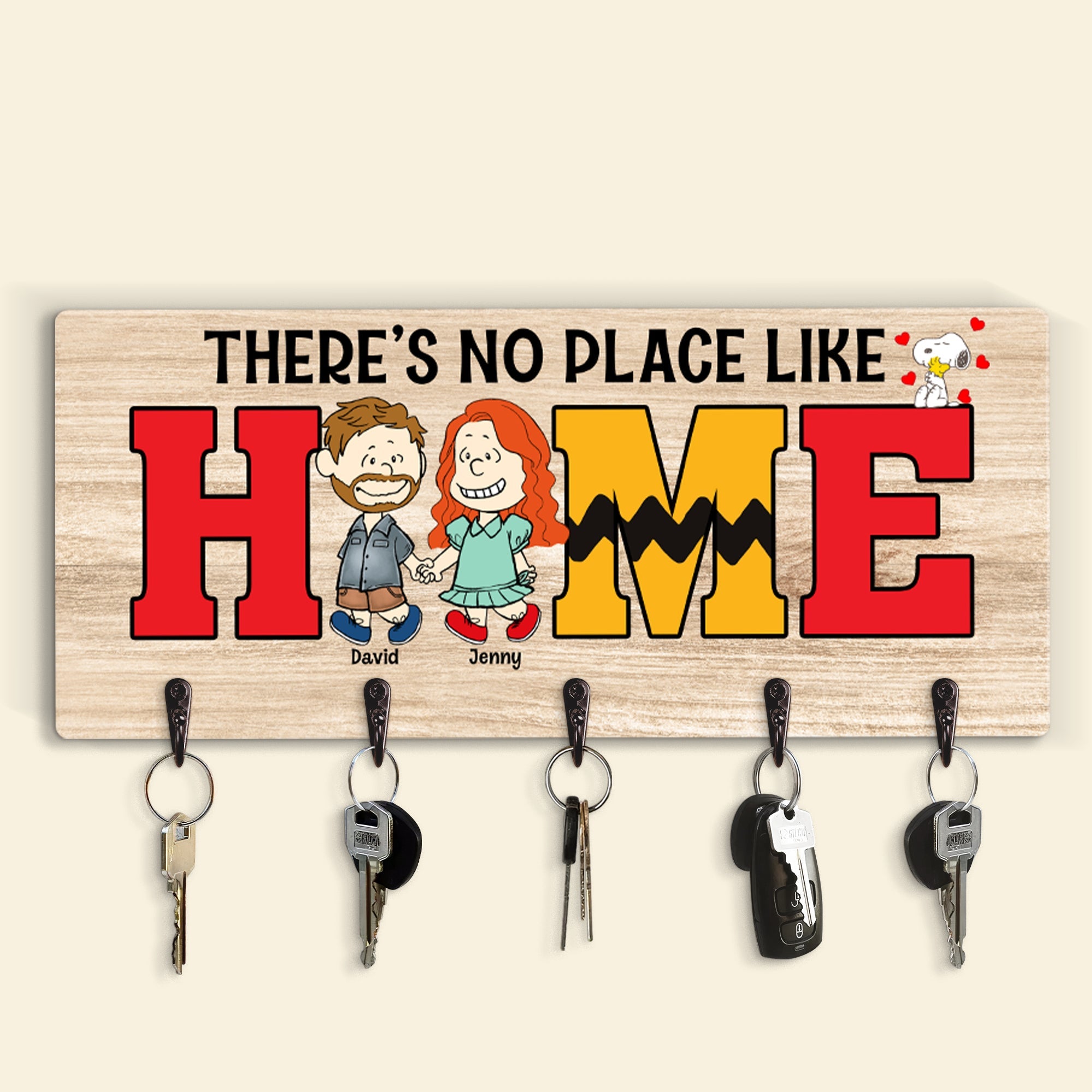 Personalized Cartoon Couple Key Hanger - There's No Place Like Home