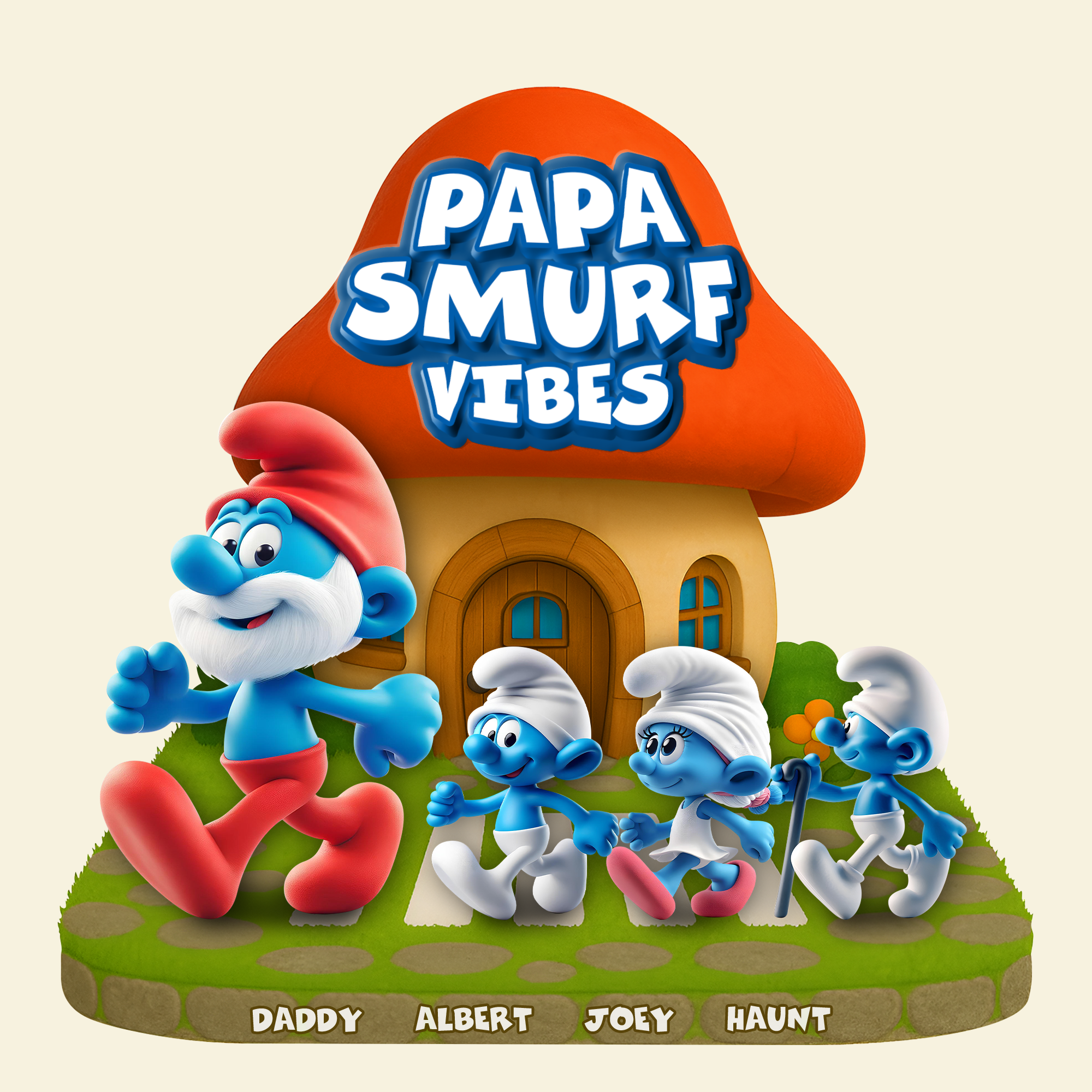 “Celebrate Dad With Papa Smurf Vibes” - Personalized Acrylic Plaque, Gift for Dad & Grandpa Shaped Plaques PopCulturePrints
