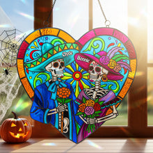 Load image into Gallery viewer, Colorful Skull Couple Suncatcher - A Unique Personalized Gift for Couples Ornament PopCulturePrints

