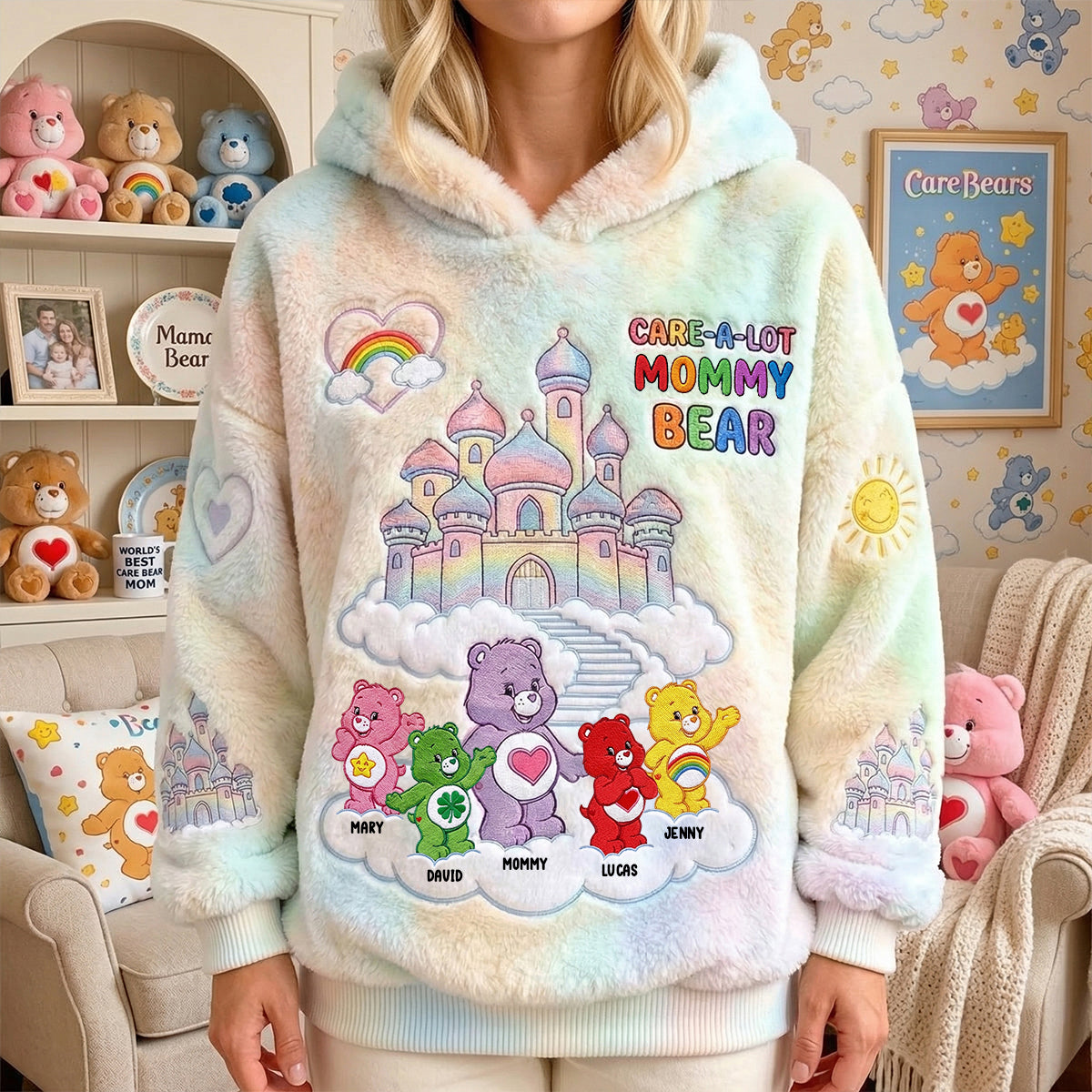 "Spread Love with Every Stitch" - Personalized Rainbow Of Happiness Hoodie - Gift for Mom, Grandma, and Special Women AOP Products PopCulturePrints