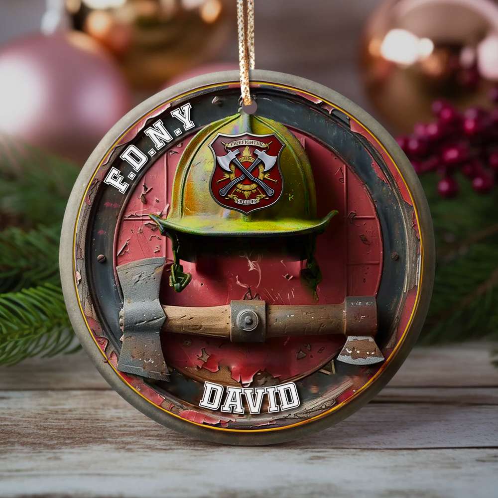 Personalized Firefighter Ceramic Ornament - Custom Name Ornament PopCulturePrints