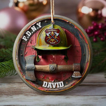 Load image into Gallery viewer, Personalized Firefighter Ceramic Ornament - Custom Name Ornament PopCulturePrints
