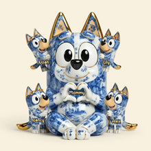 Load image into Gallery viewer, “Mom, You’re the Heart of Our Family” - Heart Mom Toile De Jouy Acrylic Plaque - Personalized Gift for Mom, Grandma, and Loved Ones Shaped Plaques PopCulturePrints
