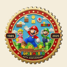 Load image into Gallery viewer, Adventure Awaits: Personalized Super Mario 40th Anniversary Wood Sign Wood Sign PopCulturePrints
