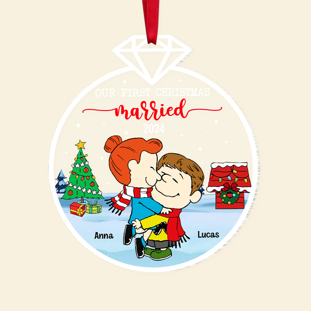 Personalized 'First Christmas Married' Couple Ornament 2024