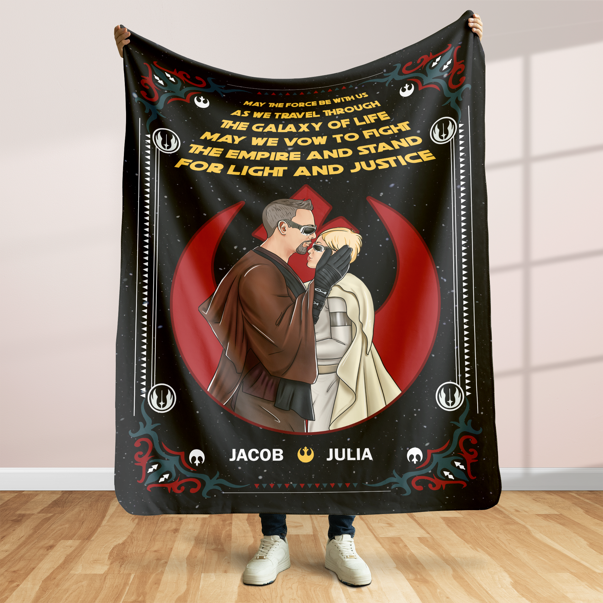 Personalized Galaxy Adventure Couple Blanket