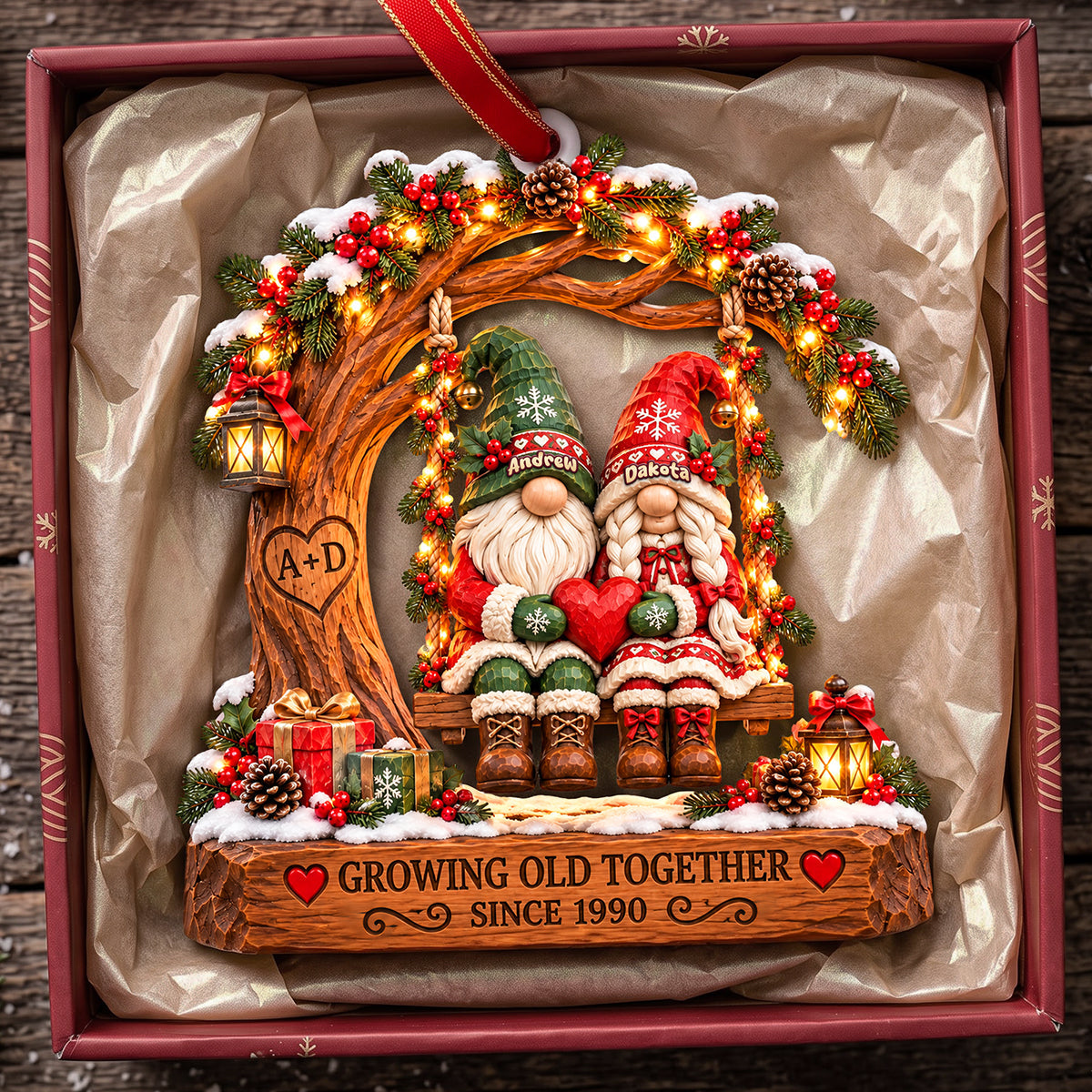 Growing Old Together - Personalized Ornament for Couples Ornament PopCulturePrints