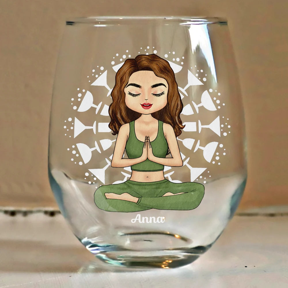 Yoga Class? Pour A Glass - Personalized Stemless Wine Glass Wine Glass PopCulturePrints