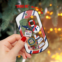Load image into Gallery viewer, “Shake Me” - Military Pride Christmas Shaker Ornament - Personalized Custom Gifts for Soldiers, Veterans &amp; Loved Ones Ornament PopCulturePrints
