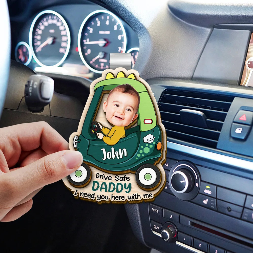 Drive Safe, Daddy - Personalized Car Visor Clip with Custom Photo Car Visor Clip PopCulturePrints