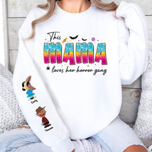 Load image into Gallery viewer, Personalized Halloween Horror Mom Sweatshirt - This Mama Loves Her Freaky Crew
