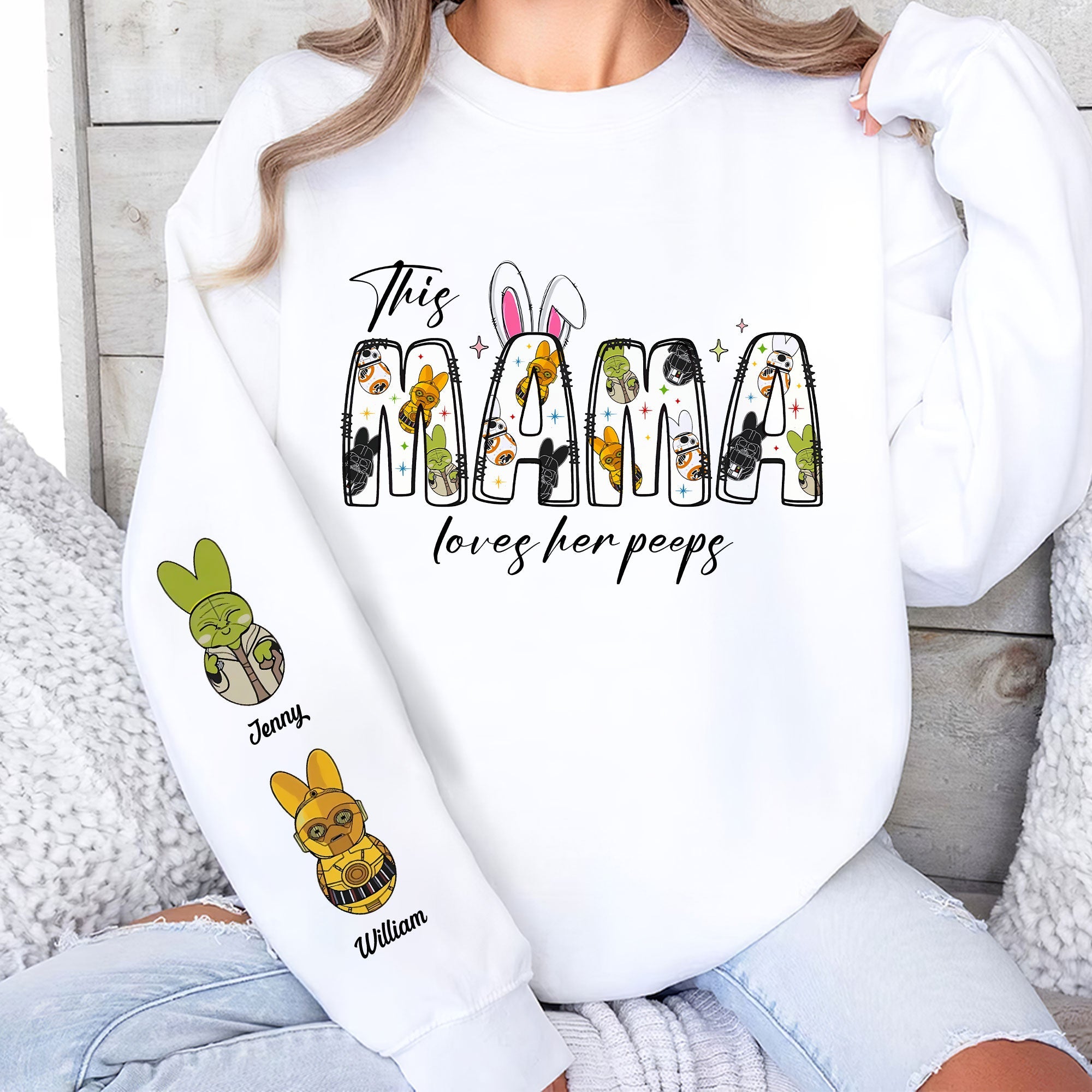 This Mama Loves Her Peeps - Personalized Easter Day Sweatshirt AOP Products PopCulturePrints