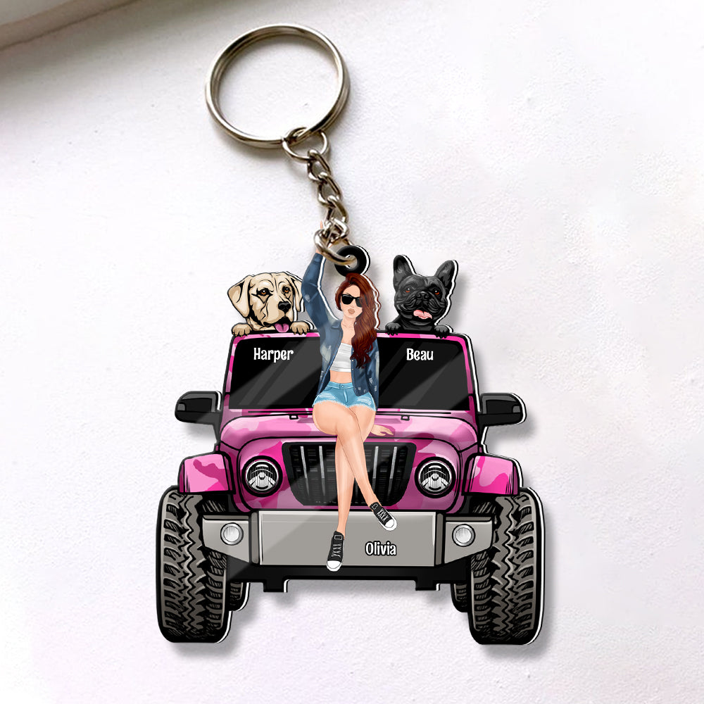 Personalized Pet Lover Car Keychain - Custom Name and Pet Design