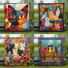 Load image into Gallery viewer, Floral Feline Christmas Quilt Bed Set - Perfect Gift for Cat Lovers Blanket PopCulturePrints
