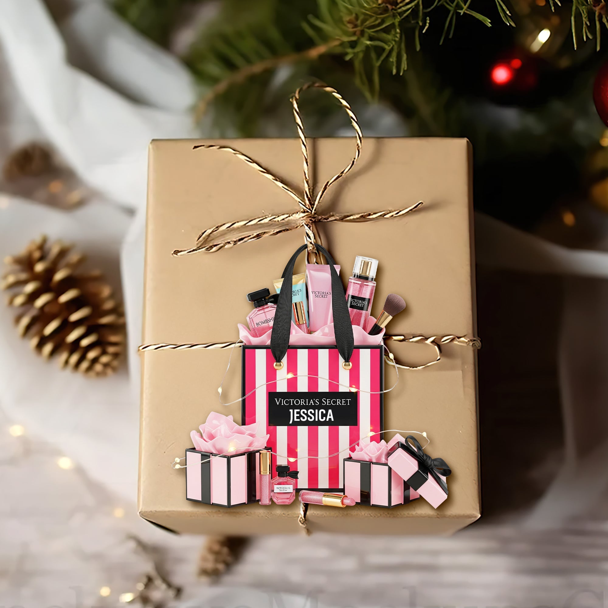 Spread Happiness with Our Luxury Beauty Kit Ornament - Personalized Christmas Gifts for Makeup Lovers Ornament PopCulturePrints