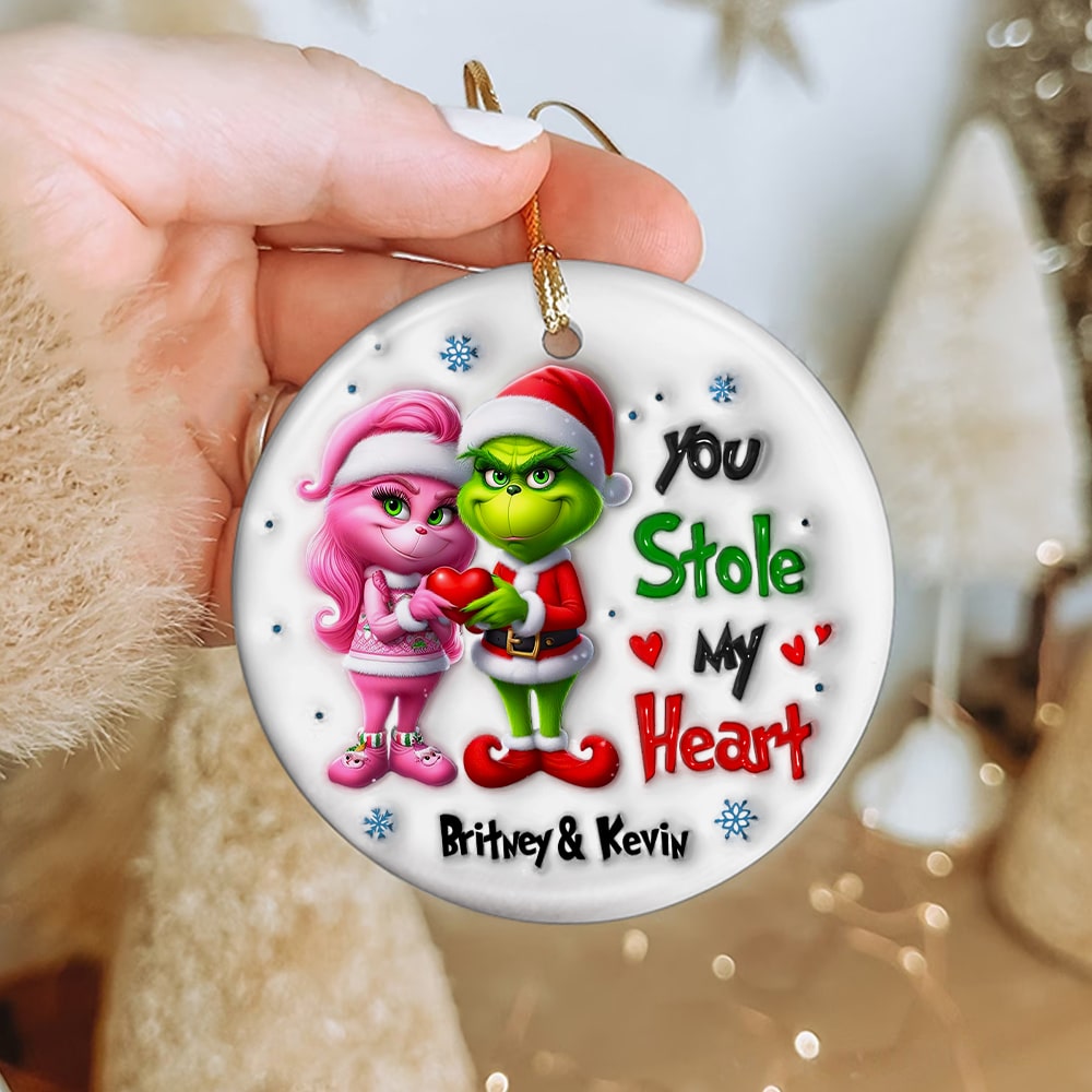 Personalized 'You Stole My Heart' Ornament - Perfect Valentine's Day Gifts for Couples | Holiday Decor Ornament PopCulturePrints