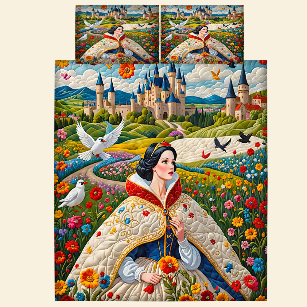 Fantasy Princess Quilt Bed Set - Dreamy Snow White Design Blanket PopCulturePrints