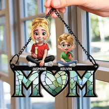 Load image into Gallery viewer, We Love You Mom - Personalized Mother Daughter Son 3D Cartoon Window Hanging Suncatcher Ornament Suncatcher Ornament PopCulturePrints
