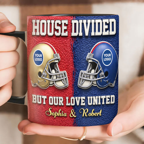 House Divided, But Our Love United - Custom Black Accent Mug for Sporty Couples Coffee Mug PopCulturePrints