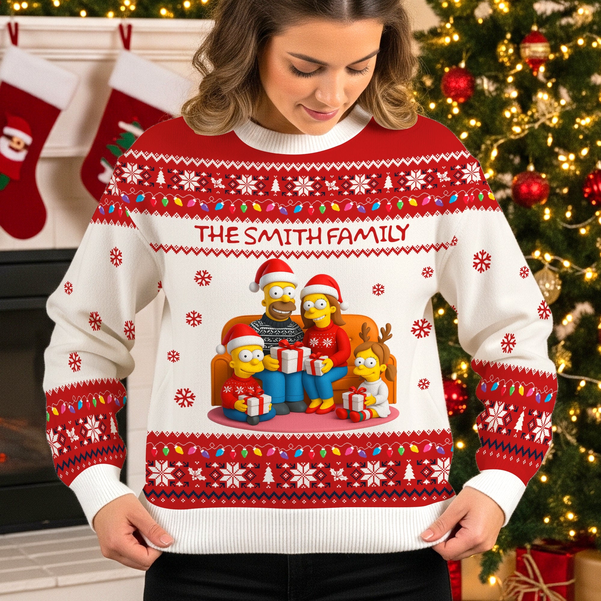 "Celebrate Togetherness with Our Family Christmas Sweater" - Customizable Ugly Sweater for Personalized Gifts AOP Products PopCulturePrints