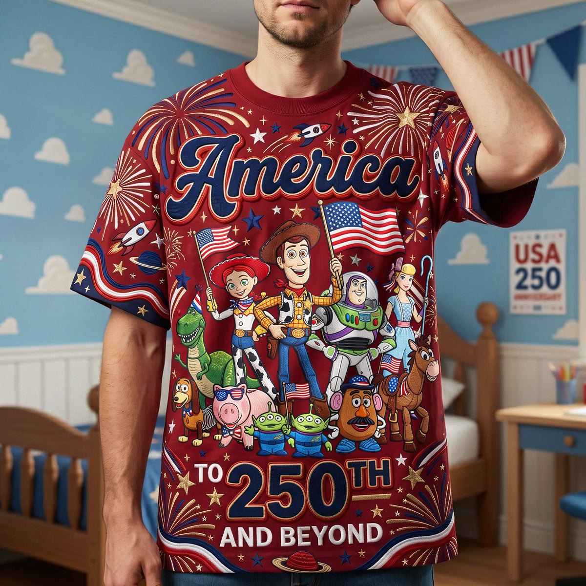 Celebrate America: 250th Patriotic Adventure Crew Shirt - Personalized Gift for Anniversaries and Special Occasions