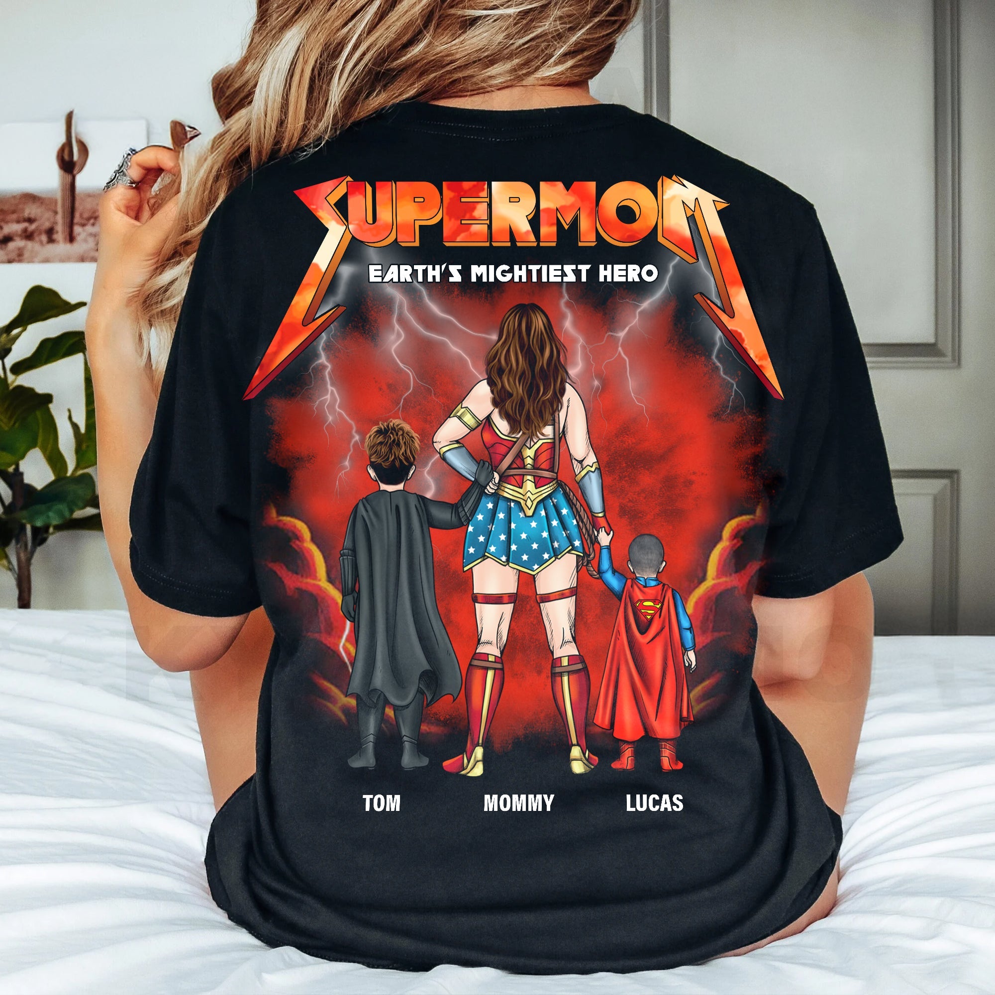 "Super Mom: Earth's Mightiest Hero" - Personalized Shirt for Mom and Kids - Custom Gift for Mother's Day, Grandma, and Special Occasions Shirts PopCulturePrints