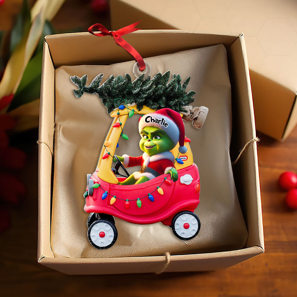 Custom Christmas Ornament - Grinch in Santa Hat Ornament PopCulturePrints
