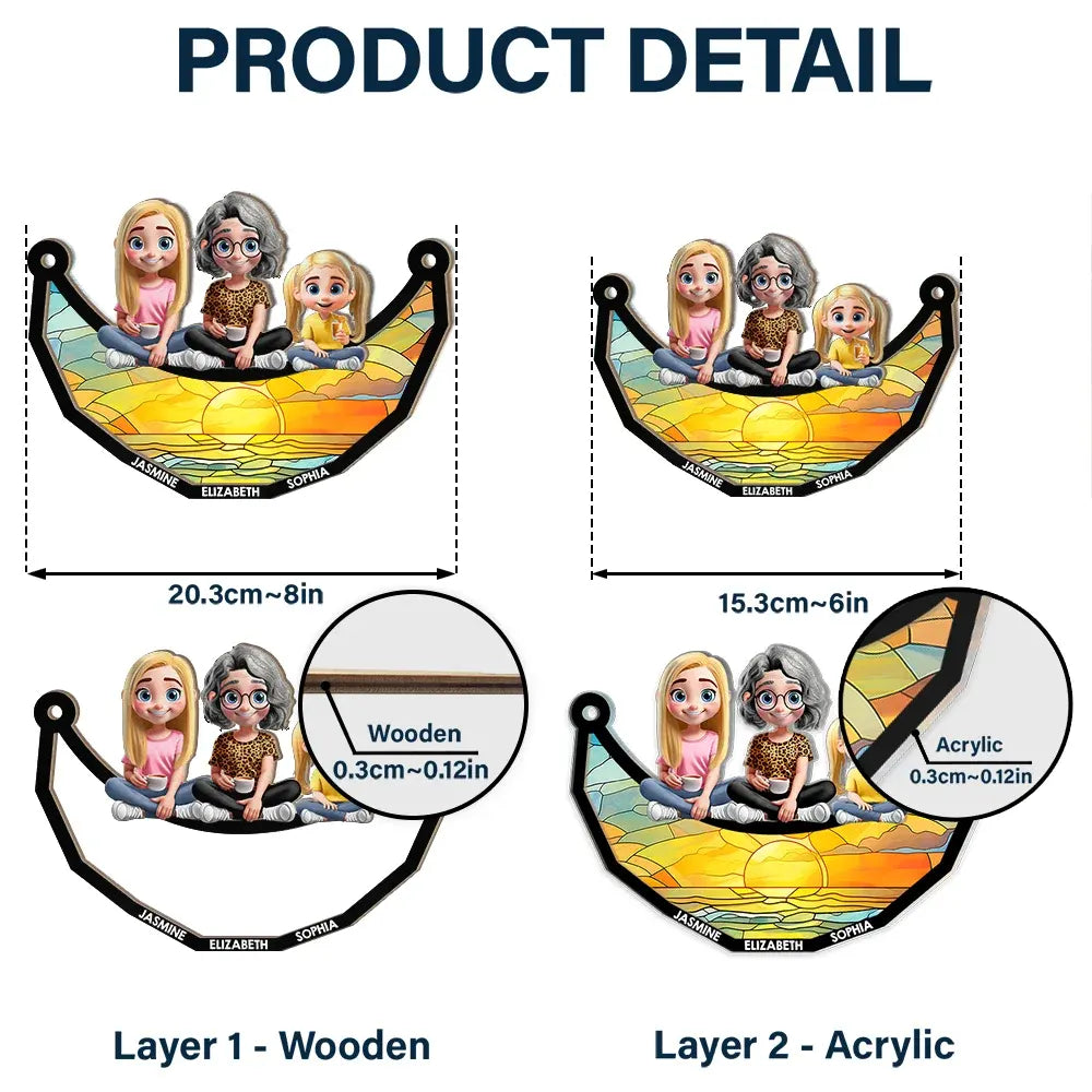 “Together Under the Moon – A Special Bond” - Personalized Window Hanging Suncatcher Ornament - Perfect Gift for Mom, Grandma and Kids Suncatcher Ornament PopCulturePrints