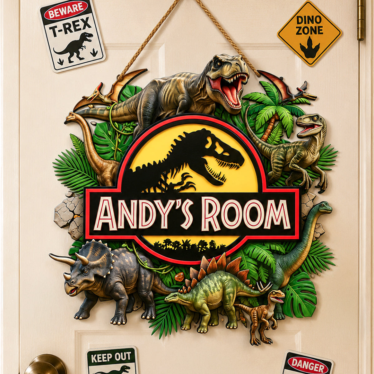''Unleash Your Imagination'' - Unique Personalized Acrylic Sign - Custom Home Decor Gift for Kids, Dinosaur Lovers, and Adventure Seekers