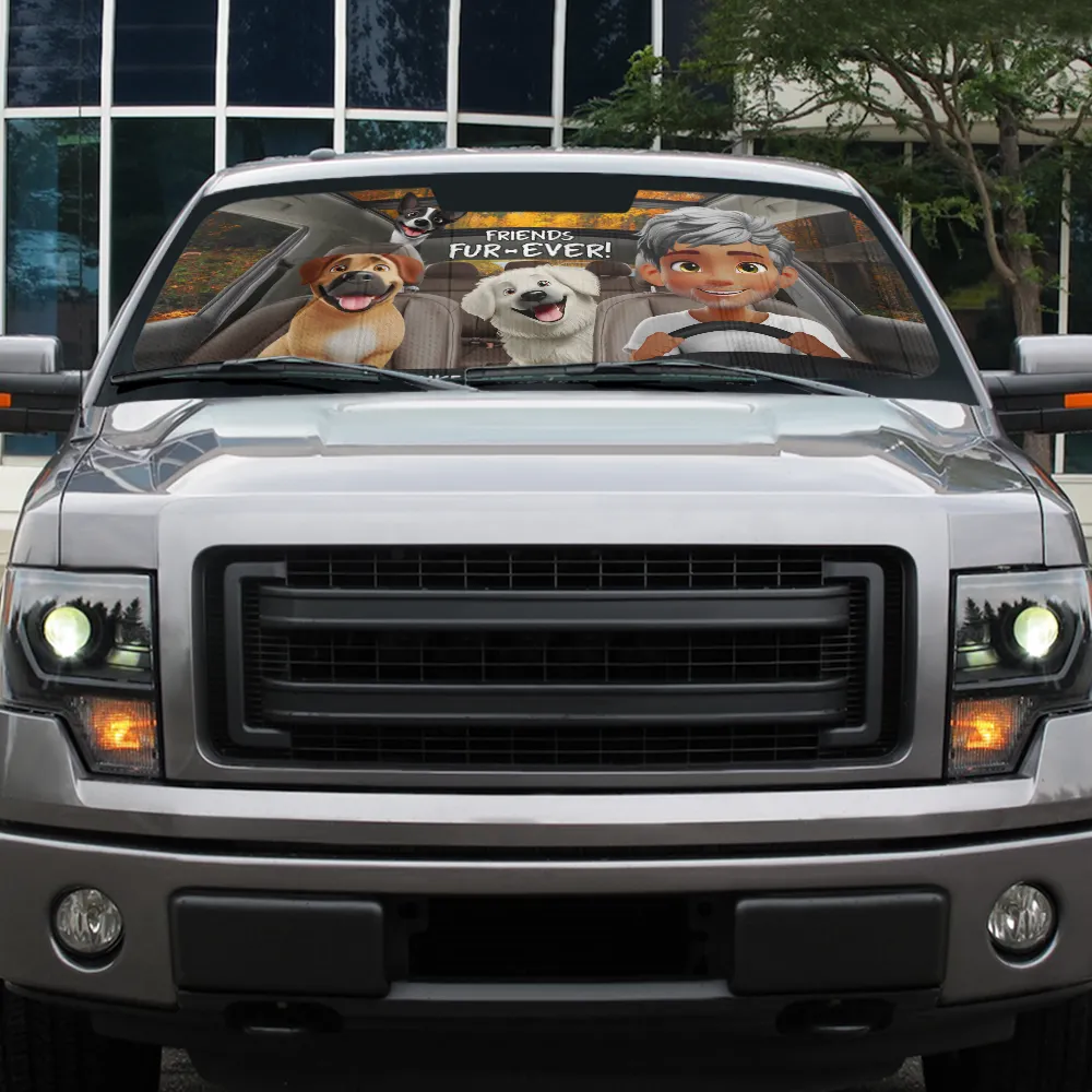 "Friends Fur-ever" - Personalized Auto Sunshade for Dog Lovers - Perfect Gift for Mom and Grandma Auto Sunshade PopCulturePrints