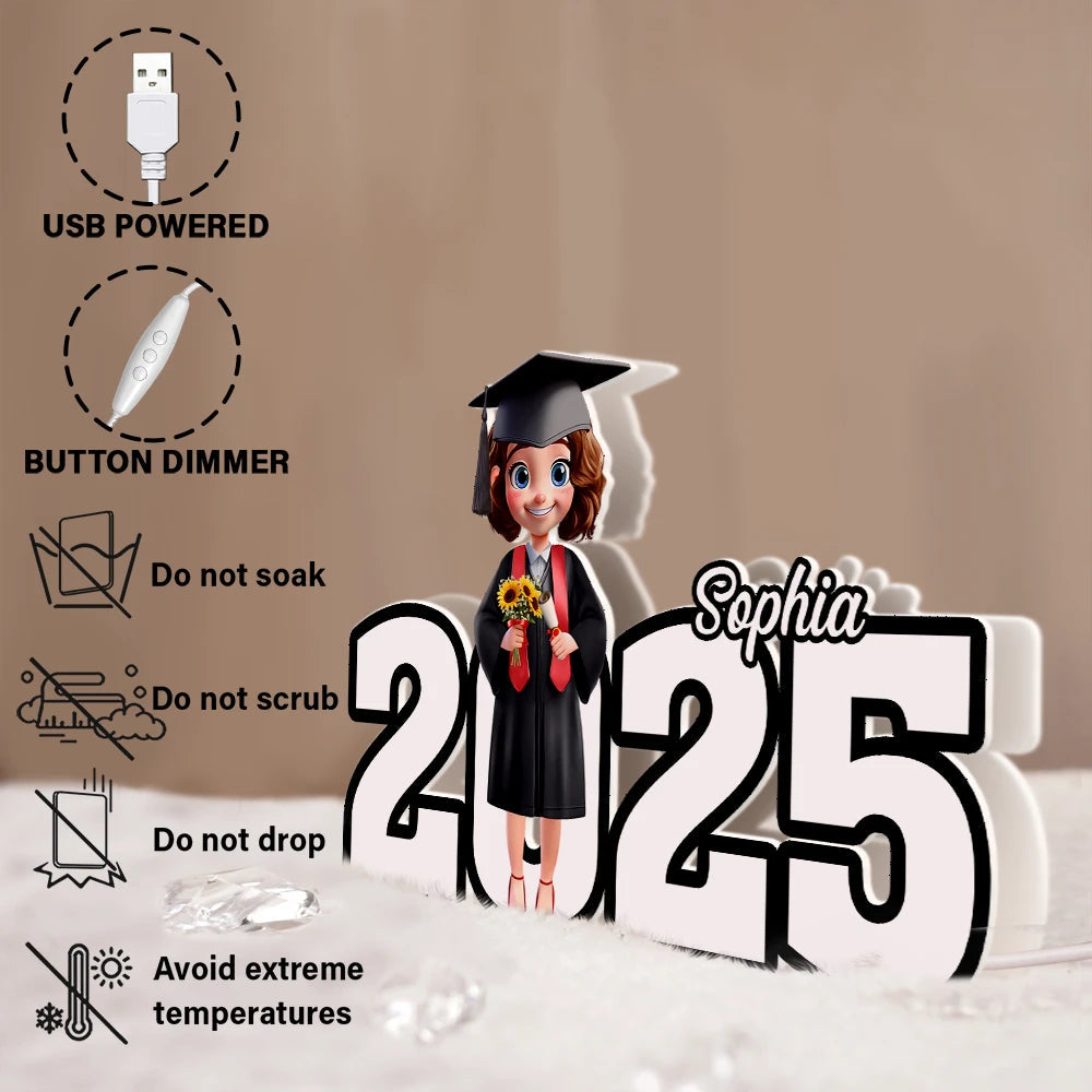Celebrate Achievements: 3D Effect 2025 Graduation - Personalized Custom Shaped Light Box Light Box PopCulturePrints