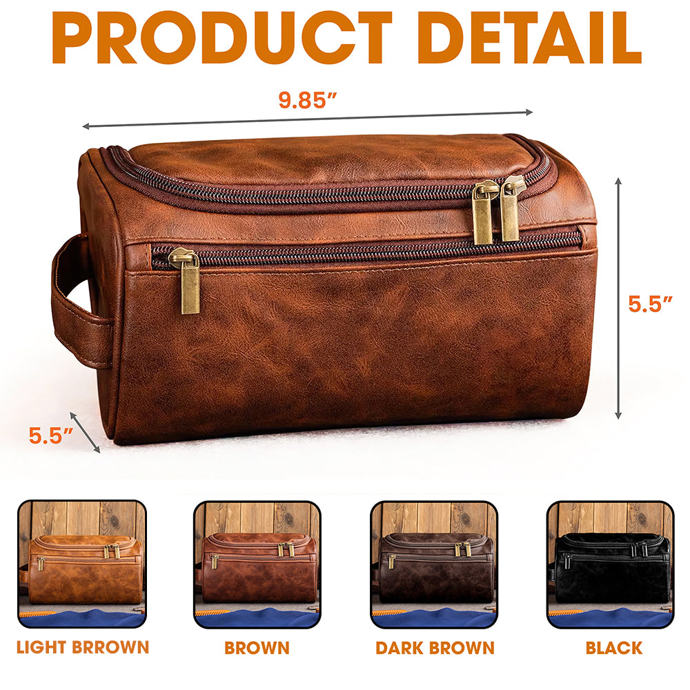 Ride in Style: Personalized Motorcycle Initial Letter Leather Toiletry Bag - Perfect Gift for Bikers Toiletry Bag PopCulturePrints